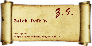 Zwick Iván névjegykártya